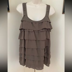 Hanna G. Women's Olive Studded Layered Tunic Top Blouse Size S